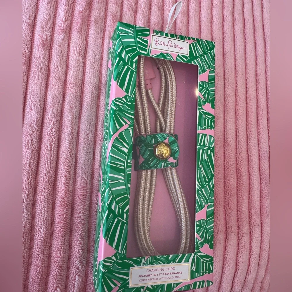 LILLY PULITZER Charging Cord USB Lightning 5ft Phone Cable Lets Go Bananas NWT